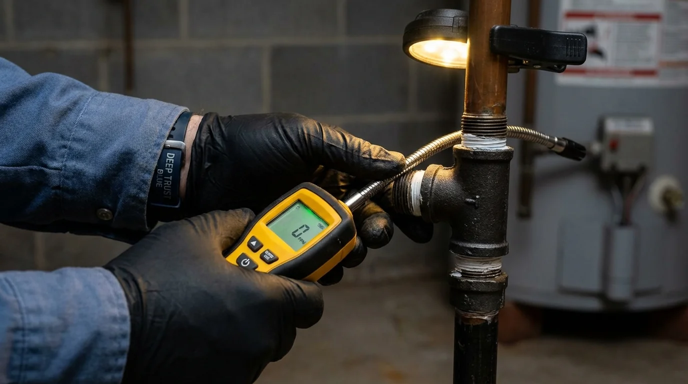 Gas leak detection with electronic sniffer by Johns Plumbing LLC in Smethport