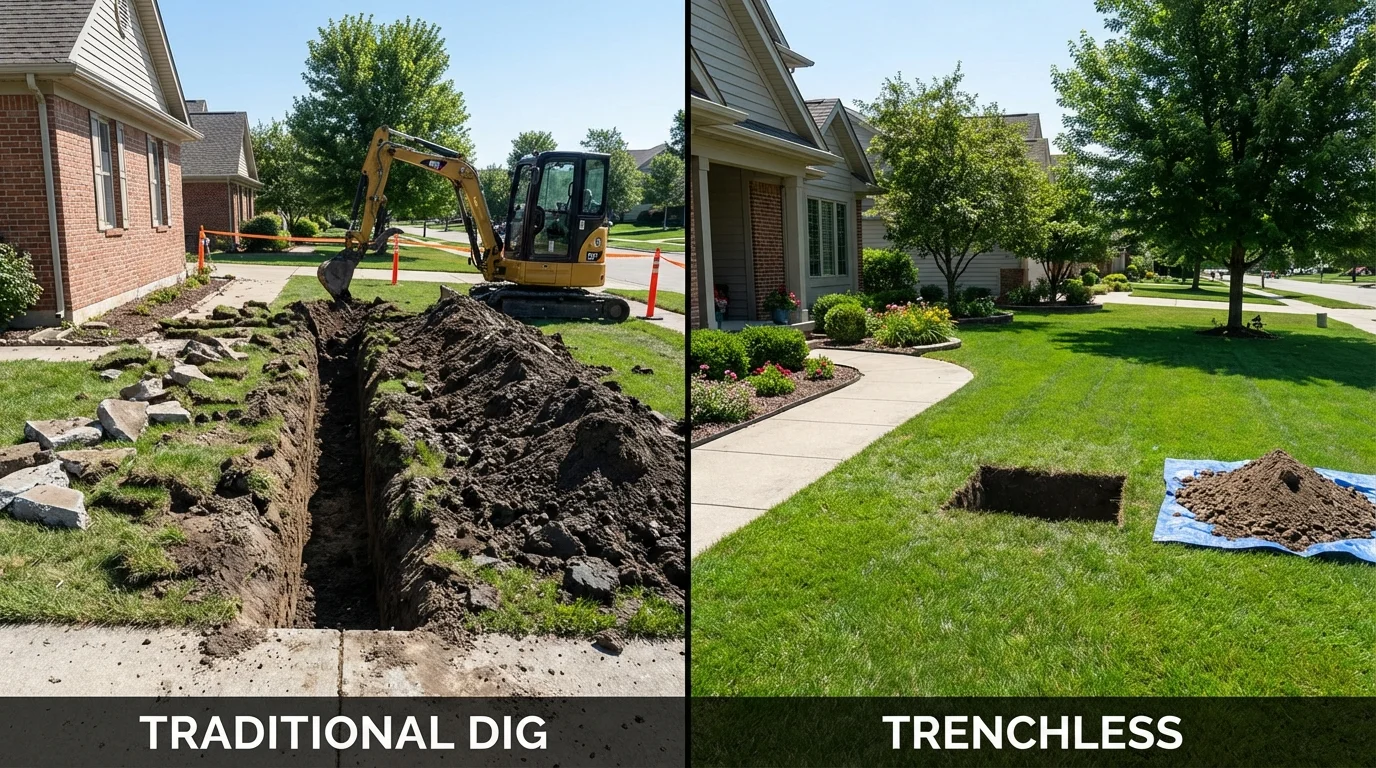 Trenchless sewer repair with minimal yard damage versus traditional excavation in Smethport, PA
